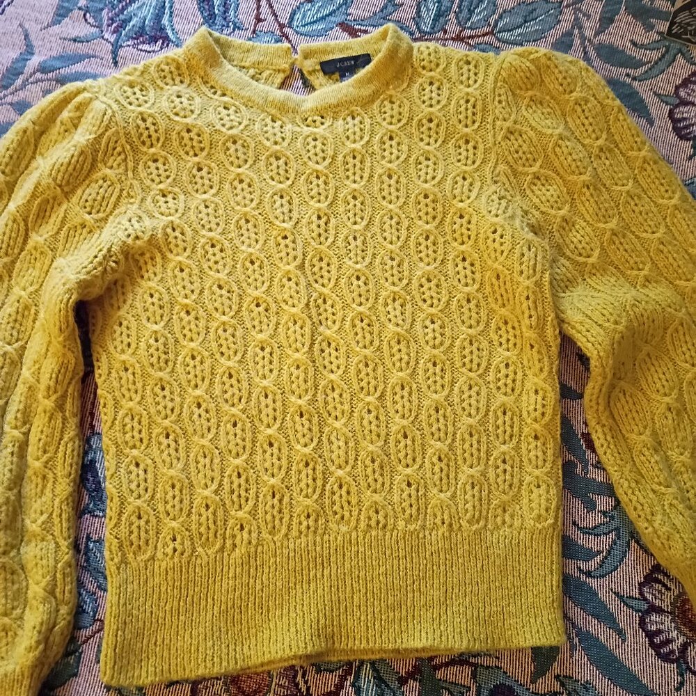 J. Crew balloon sleeve cable sweater